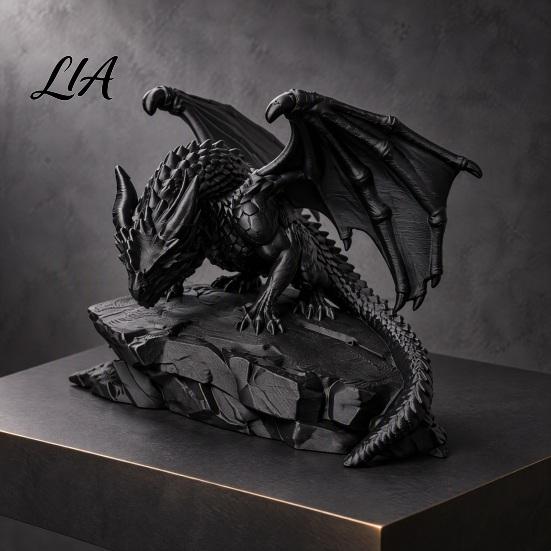 Cool 3D Printed Rock Dragon Statue, Fantasy Figurine, Gothic Desktop Collectible Statue for Fans Bookshelf Decor, Ornament, Gift Lovers Figurine