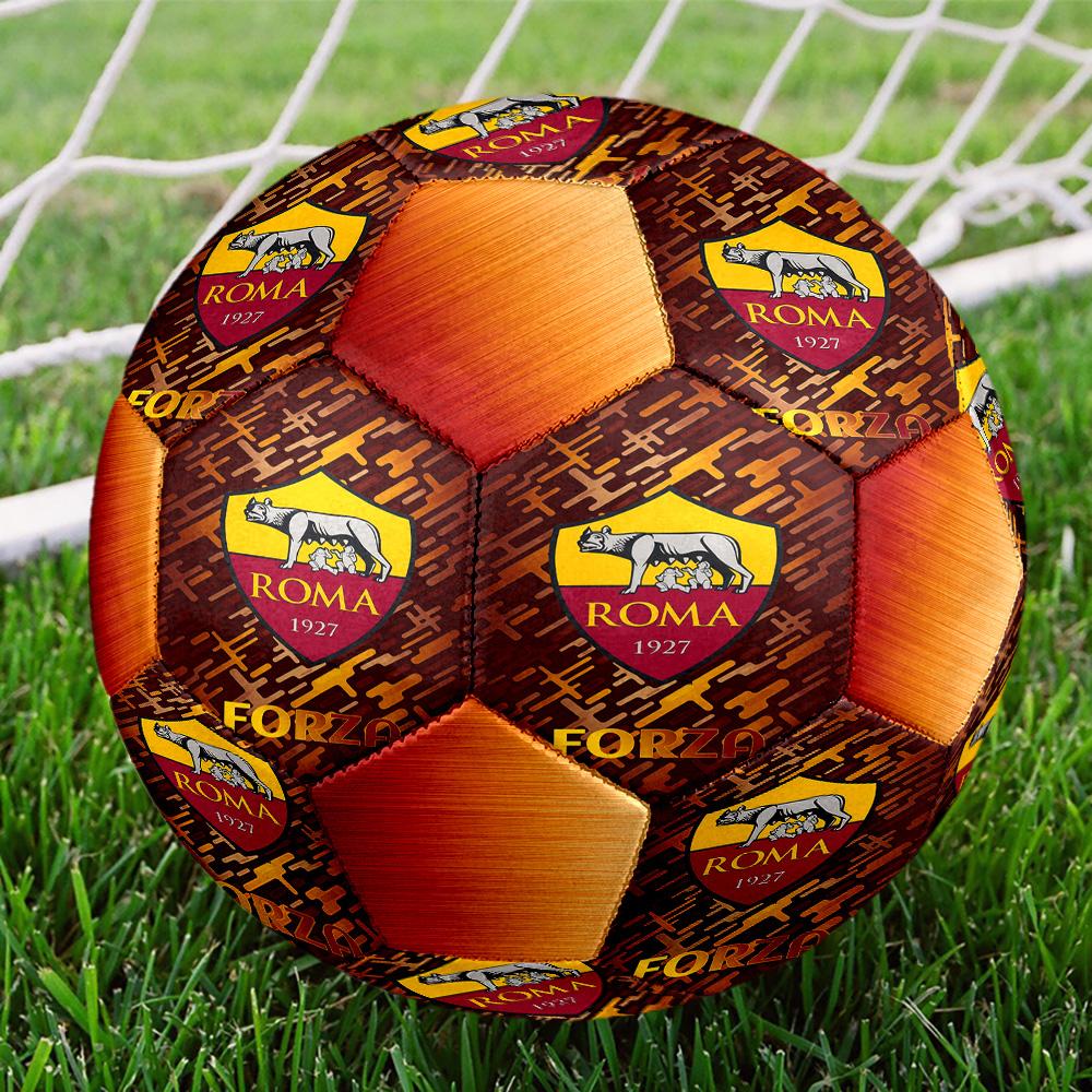 Pallone da Calcio AS Roma Indoor Misura 5 Colorato Cucito a Macchina PVC Pronto per la Competizione Resistente Alta Rimbalzabilità