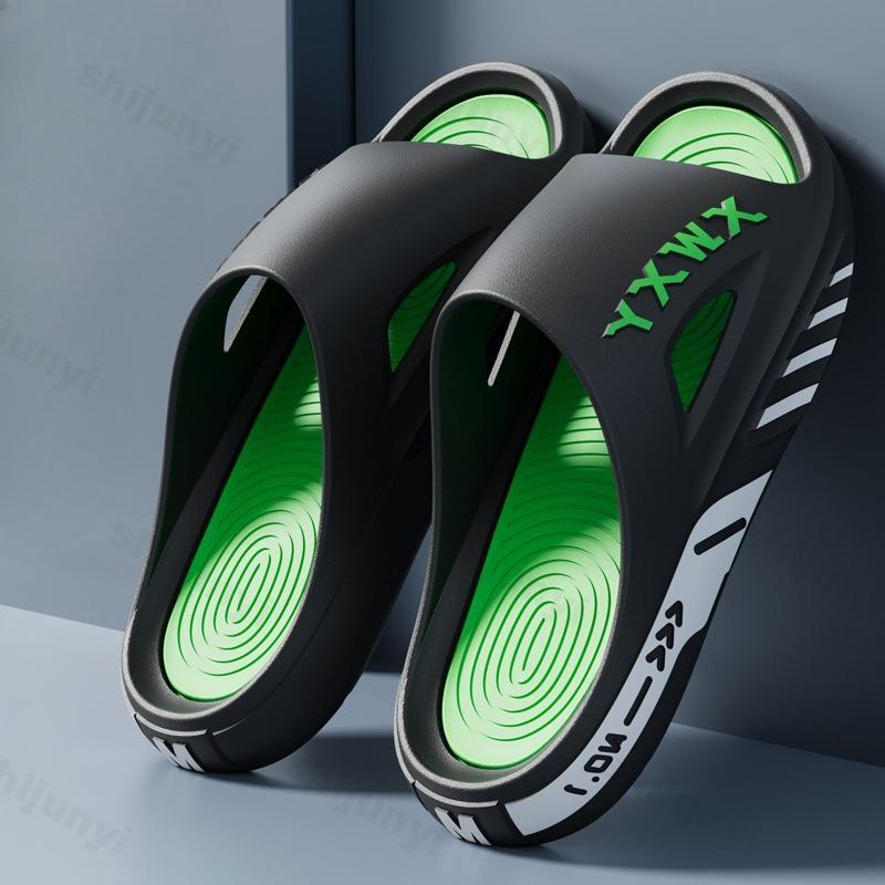 Men Slippers Non-slip Bathroom Slippers Home Shoes Open Toed Thick Soft Sole Breathable Comfort Flat Platform Indoor Slippers