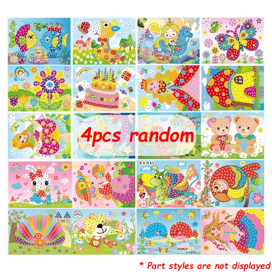 4/8/12pcs Cartoon Diamond Crystal Mosaic Sticker Painting Hanmade DIY Color Diamond Painting Paper Creative DIY Art Kits