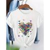 European sizes Elegant Butterfly Pattern Printed Women'S Short-Sleeve T-Shirt Perfect for Holidays, Graduations