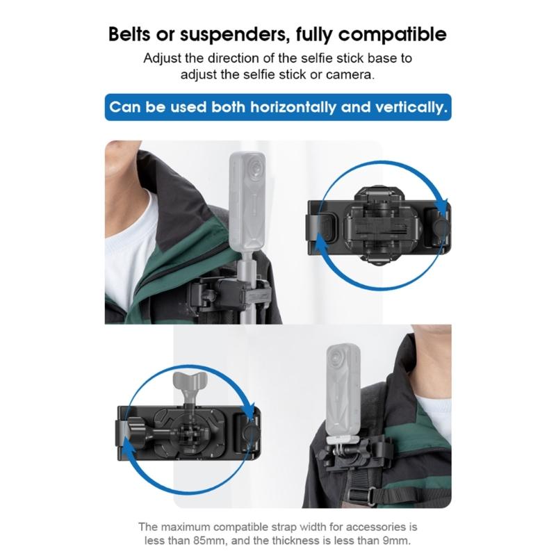 2 In 1 Backpacks Belt Clip Adjustable Holder Quick Release Mount For Up to 26mm Diameter Selfie Sticks Camera Support