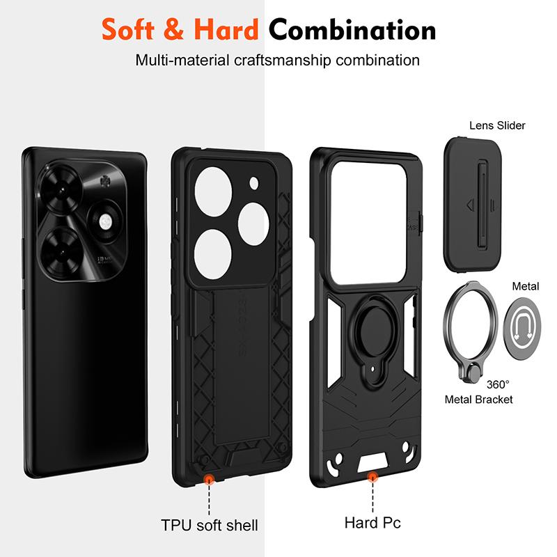 Luxury Magsafe Magnetic Wireless Charging Armor Case For Tecno Spark 20 20C 30 Pro Slide Camera Protection Cover Spark 30 Pro