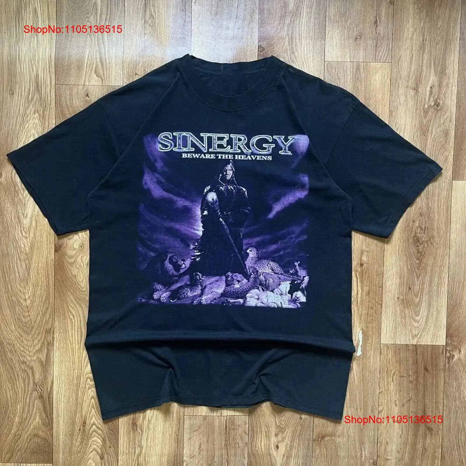 

Sinergy band rare vintage 90 s tee album beware the heavens T Shirt BT1328 vintage Washed Breathable Versatile Stylish Slightly 5XL різнокольоровий