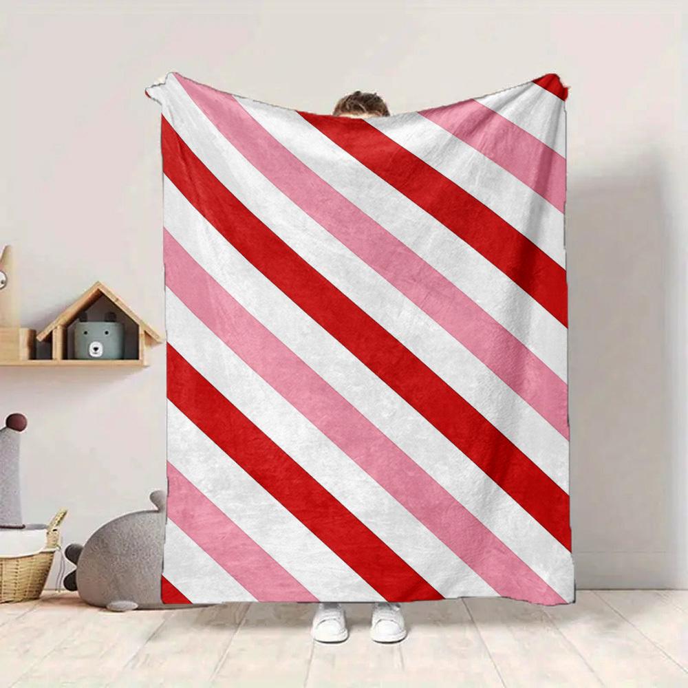 1pc Red Stripes Blanket Warm, Cozy, And Soft, Suitable for Sofas, Beds, Cars, And Office Use.Perfect for Camping And Travel, Making It a Great Gift fo