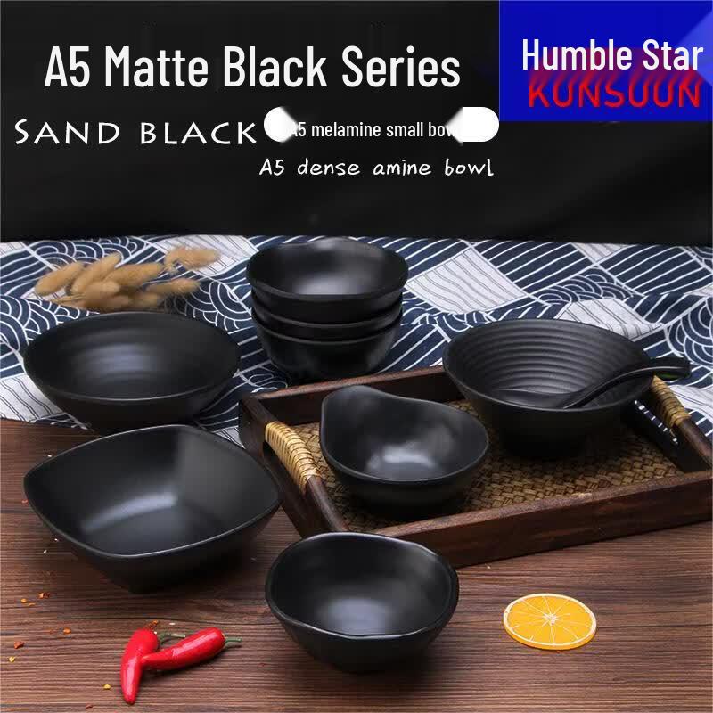 Qianxing A5 Frosted Black Melamine Bowls