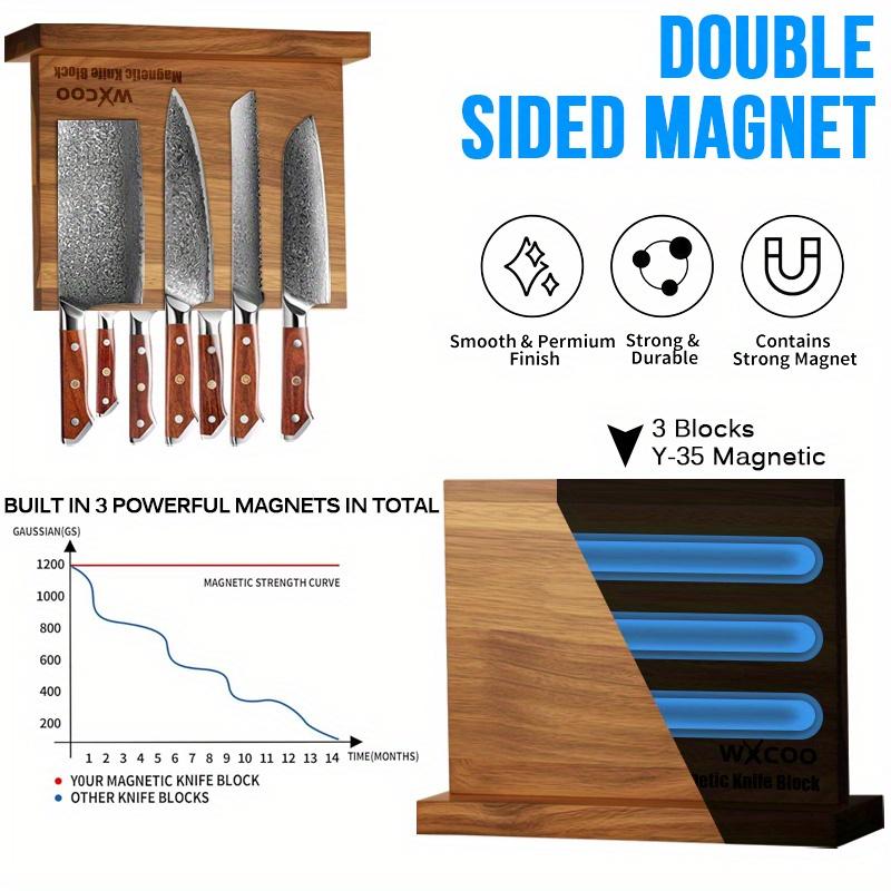 Home Kitchen Double-sided Wooden Magnetic Knife Holder, Multi-functional Storage Knife Holder with Strong Magnets, Magnetic Support