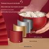 Red 304 Stainless Steel Bowl Set, Double-Layer, Anti-Scald, Heat Insulation - Available in Four or Six-Piece Sets.