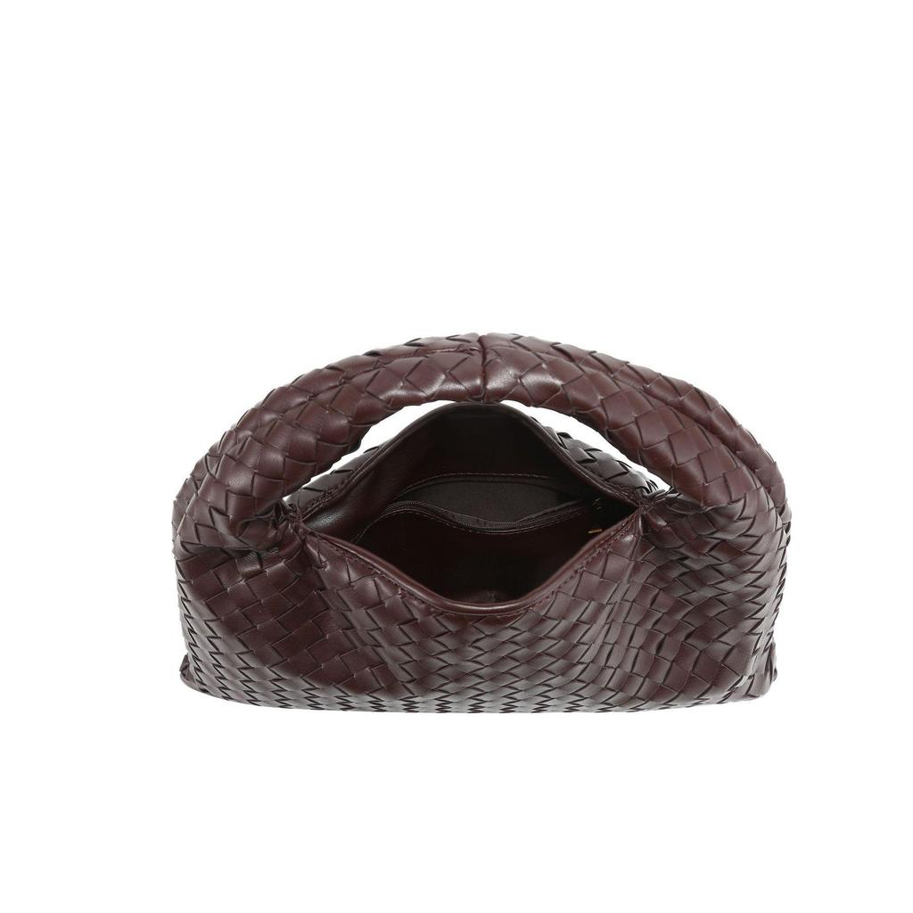 High-Capacity Soft Leather Hand-Woven Underarm Bag – Solid Color, Casual, and Stylish Handbag