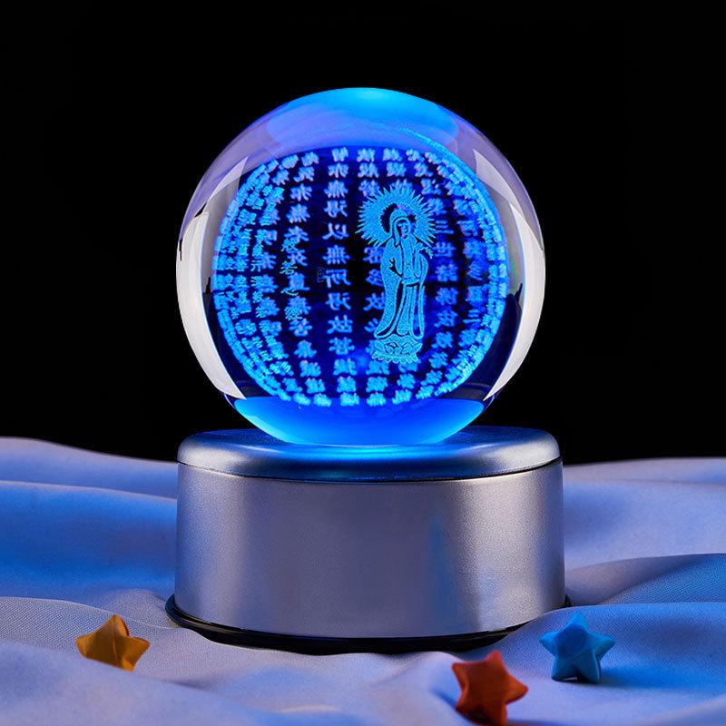 Jackfruit Heart Sutra 3D Crystal Ball Night Light - Creative Gift for Birthday or Qixi Festival