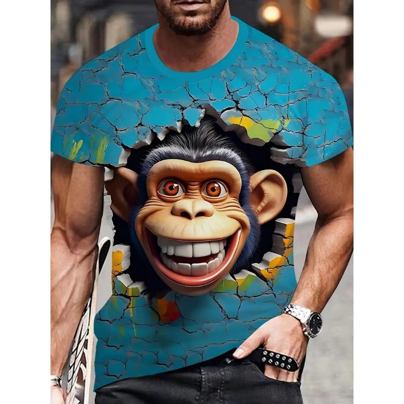 Fun Monkey 3D Print Sports  Breathable Men T-shirt Outdoor Street Loose Cosplay