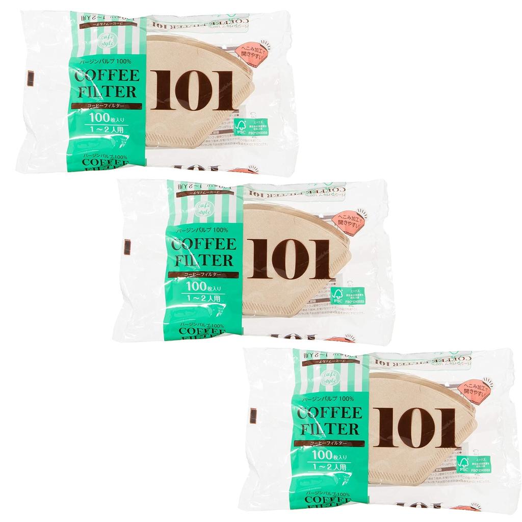 Strix Design Coffee Filters 101, 300 Count (3 Packs of 100), Brown, 22 X 13.5 X 4 Cm, 1-2 Cups, Made In Japan, Easy To Open, 100% Pulp Paper Filters,
