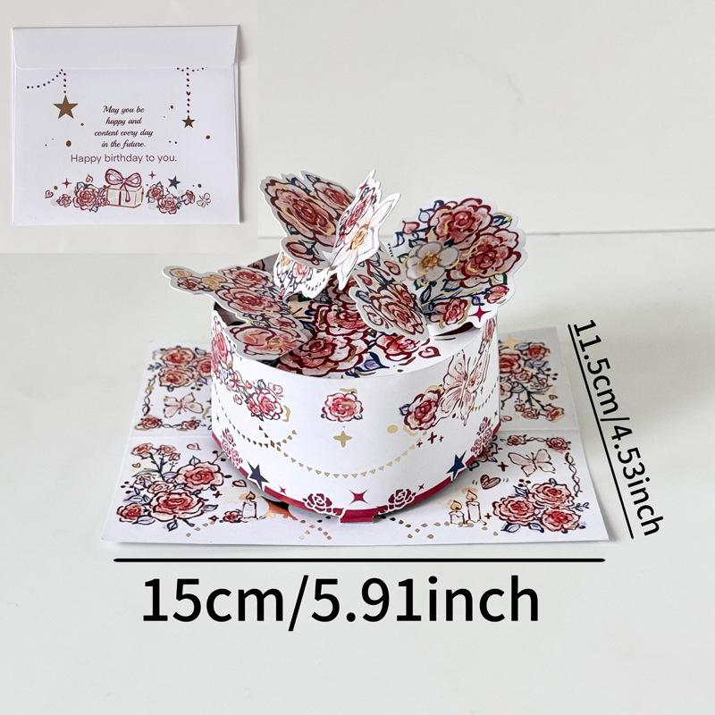 Retro Floral 3D Halloween Surprise Greeting Card
