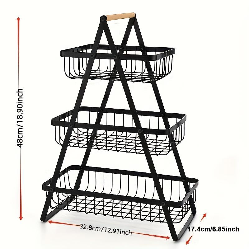 2/3-Tier Ventilated Mesh Basket Multifunctional Kitchen Storage Organizer with Handle for Fruits Snacks Vegetables Home Tabletop Countertop Decor
