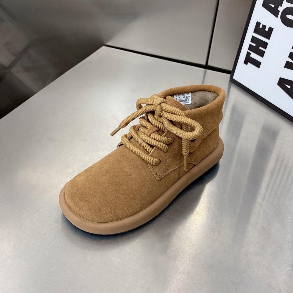 Dámské boty Martin britský styl retro matné krátké boty podzim a zima nové sametové ploché krátké ležérní boty lokomotivní boty