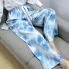 Damen-Blumen-Baumwoll-Seiden-Pyjama - Große Größen, Sommer, Leicht, Für draußen, Gerades Bein, Lockerer Schnitt