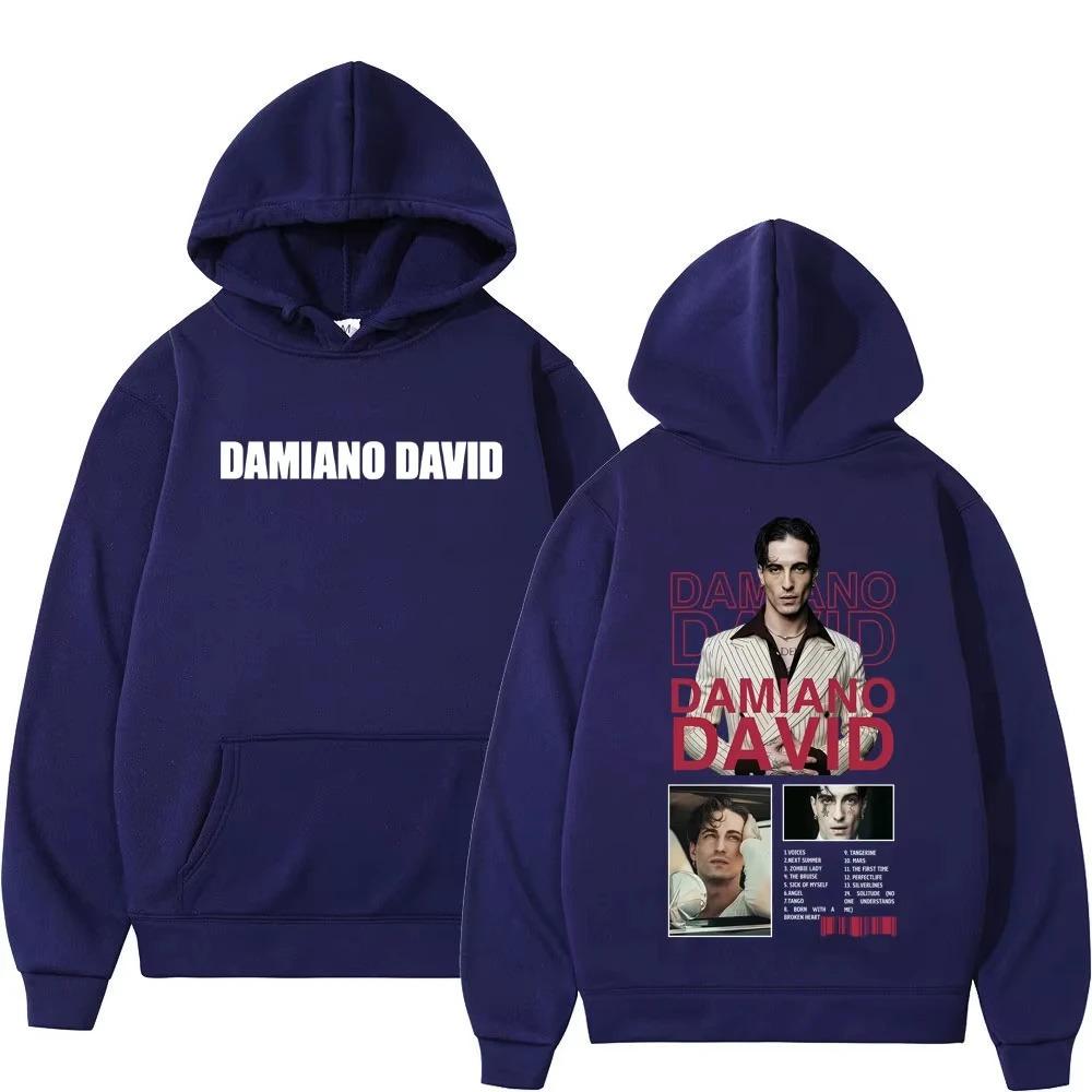 Herren Damen Mode Langarm Sweatshirt Sänger DAMIANO DAVID Tour Grafik Kapuzenpullover Hip-Hop Lässig Locker Y2k Kleidung