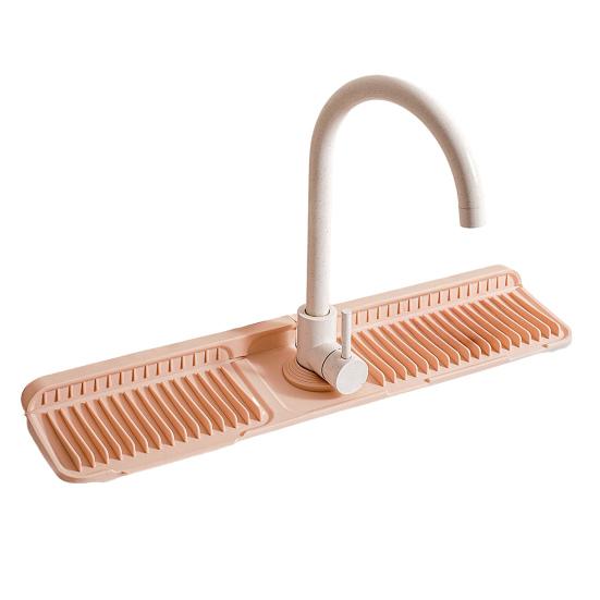 Kitchen Sink Sink with Slope Self-Draining Splash Guard Faucet Mat Silicone Fast Drying Faucet Mat