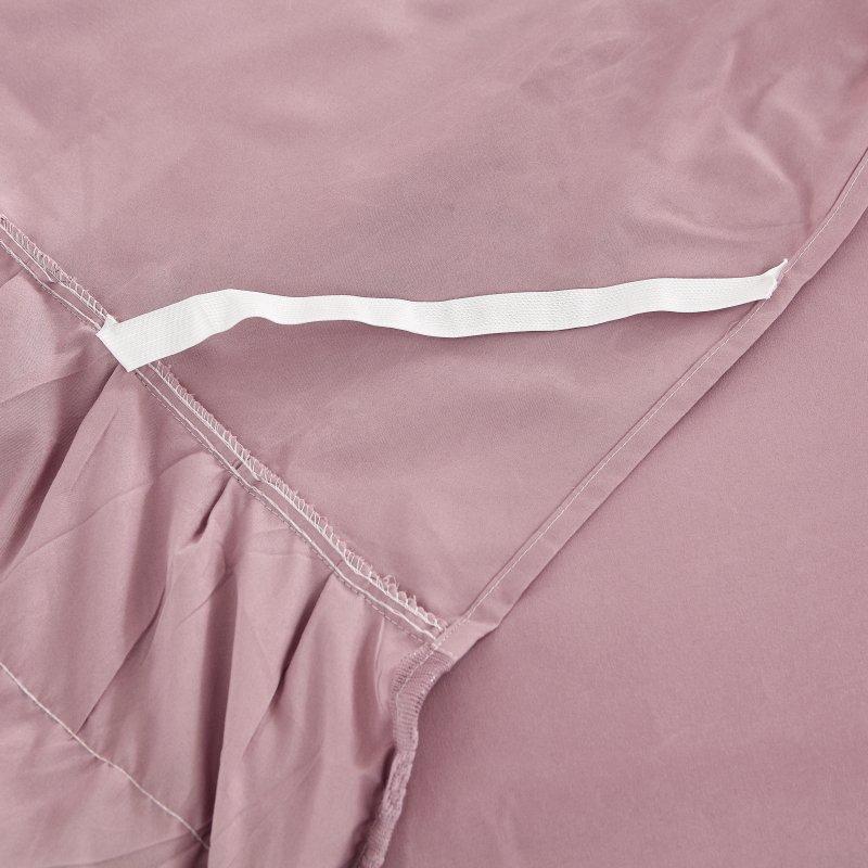 3pcs Double-Layer Lace Edge Sanded Solid Color Light Luxury Gray Bed Skirt Three-Piece Set 1Ps Bed Skirt + 2pcs Pillowcase