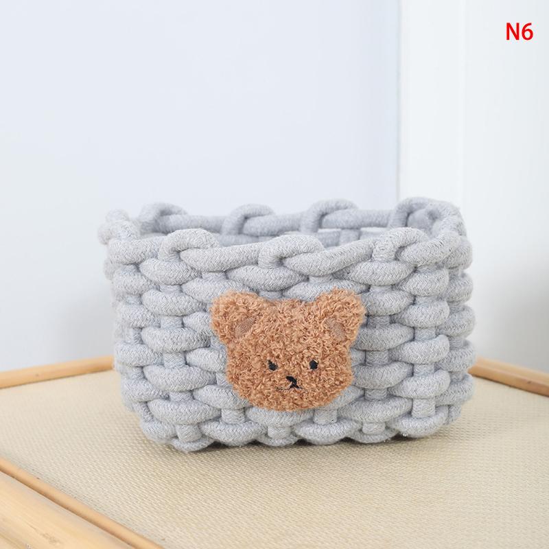 Плетеная вручную корзина для хранения из хлопковой веревки мультяшные животные мишка детские игрушки косметика настольный органайзер коробка для хранения мелочей 1980₽