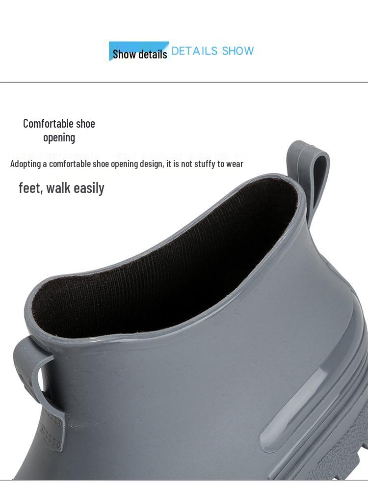 Unisex Waterproof Rubber Ankle Boots with Fleece Lining - Non-Slip and Lightweight for Outdoor Wear