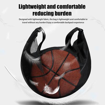 1 Unidad Bolsa para una sola pelota con bolsillo con cremallera Bolsa de malla para guardar pelotas Equipo deportivo Cordón ajustable Bandolera Red de almacenamiento para llevar Baloncesto