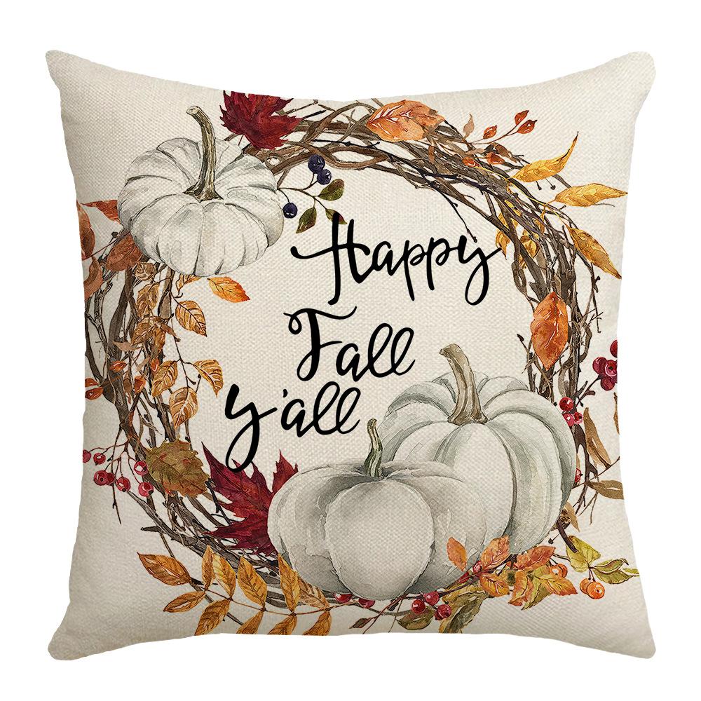 New Autumn Thanksgiving Throw Pillow Cover Pumpkin Garland Home Decor Supplies Linen Throw Pillow Cover