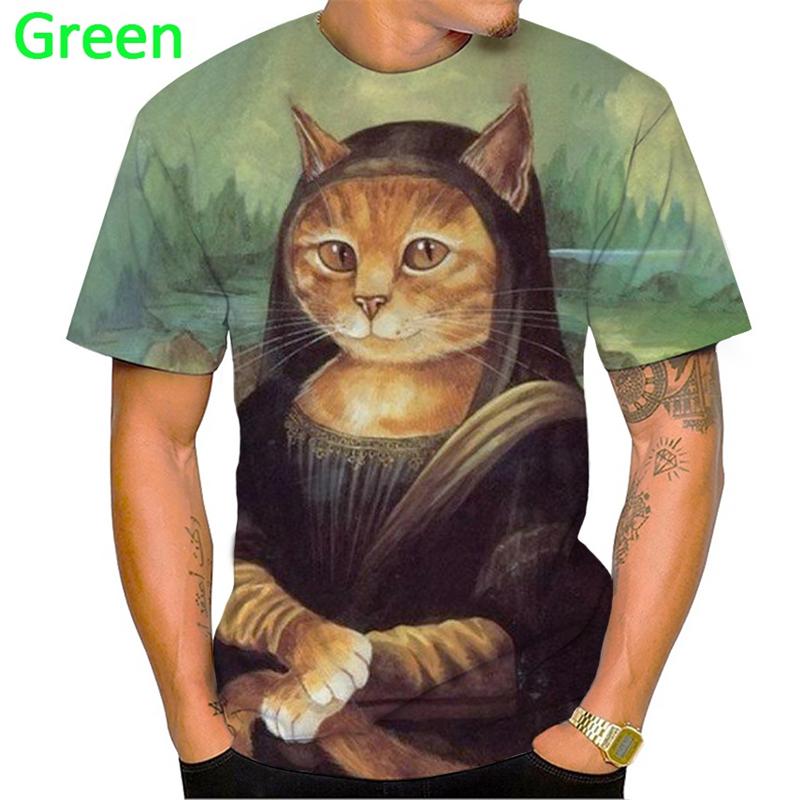 

Летний топ с круглым вырезом и 3D-принтом с забавным котом, модная повседневная мужская футболка с короткими рукавами 5XL