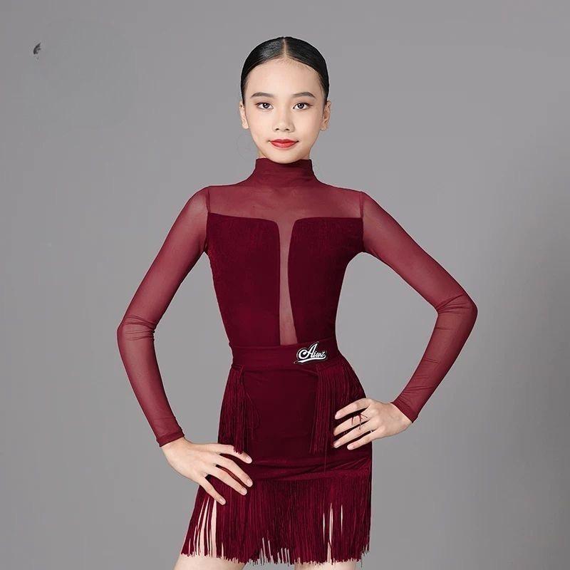 Costume for Girls Long Sleeve Dresses Clothes for Girls Latin Dance Dress Girl Stage Costume Latin Dance Dress Woman Competition