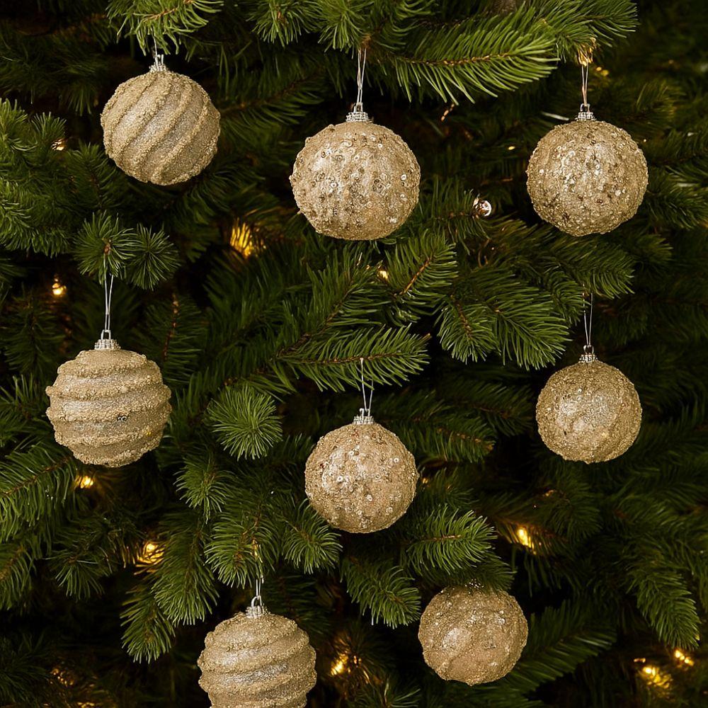 Champagne Christmas Spheres Pendant Foam Xmas Balls Pendant Festive Party Decor