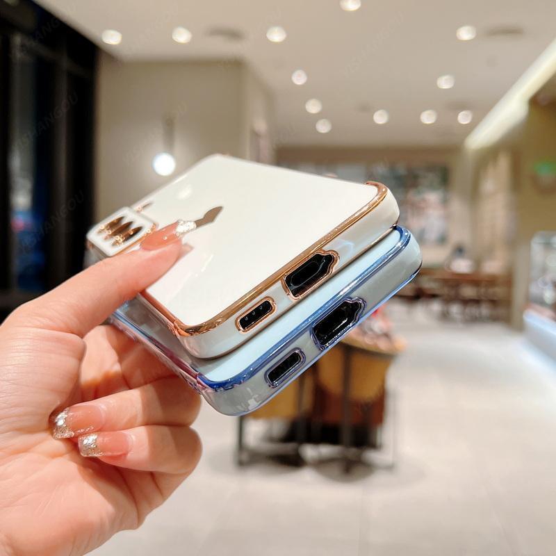 Capa de luxo revestida para Samsung Galaxy S24 S22 S23 Ultra S21 S23 FE A52 A53 A55 A54 A35 A15 Capa de telefone com padrão lateral de coração