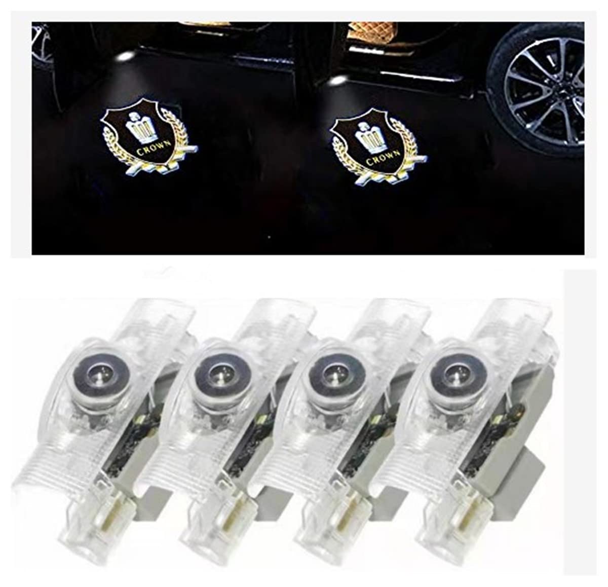 

XZFLQ Приветственные светодиодные лампы с логотипом для дверей вежливости для и 210 серии Комплект из 4 ламп Crown, Огни, Проекция, 180, 200, Короны, (для Золота)