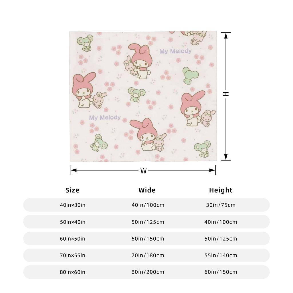 My Melody Kawaii Flannel Throw Blanket Blanket for Bed Bedroom Ultra-Soft Bedding Throws