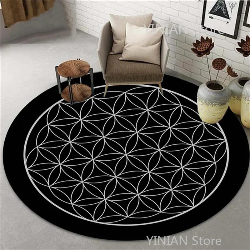 Geometry Round Carpet Cushion Living Room Bedroom Floor Mat Doormat Sofa Computer Chair Area Rug Dropshipping Wholesale
