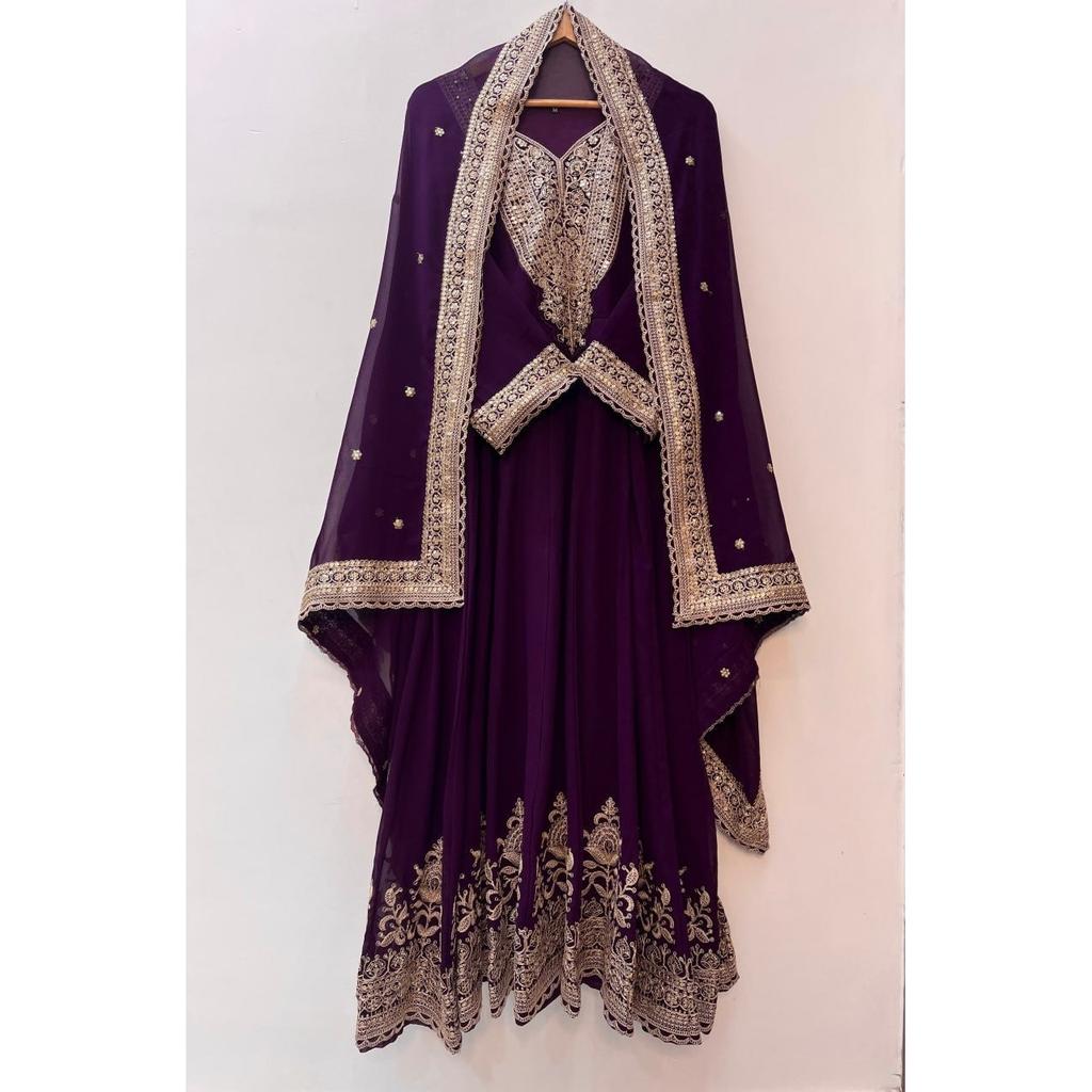 Indian Anarkali Gown with Dupatta Set Bollywood Party Wedding Wear Ethnic Suit