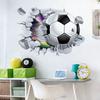 Pegatinas de Pared de Fútbol 3D, Póster de Papel Tapiz de Balón de Fútbol Autoadhesivo, Pegatinas de Pared de Balón Deportivo Rompiendo la Pared para Habitación de Niños Sala de Juegos