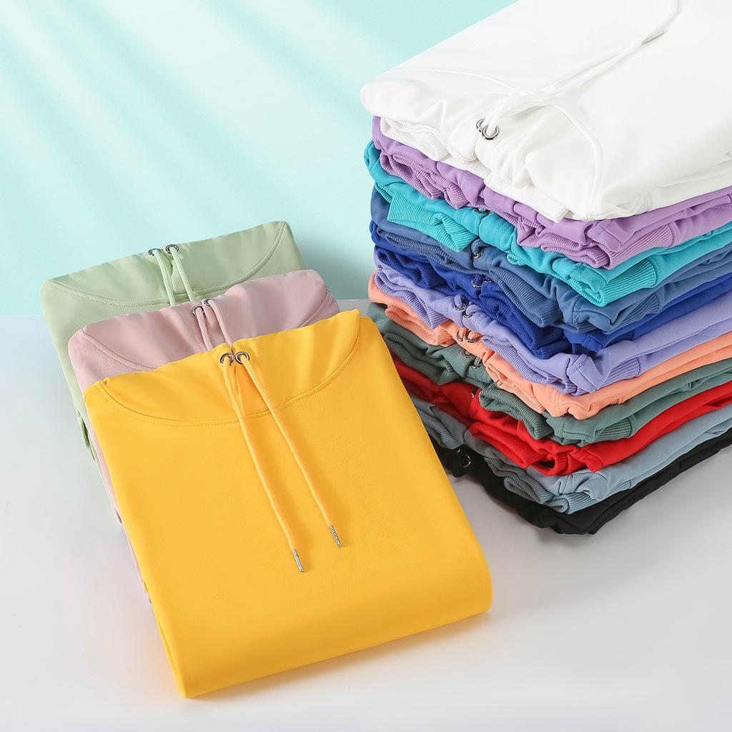 Loose Oversized Drop Shoulder Hooded Pullover Sweatshirt with Pocket - Solid Color, European Size, Customizable Design