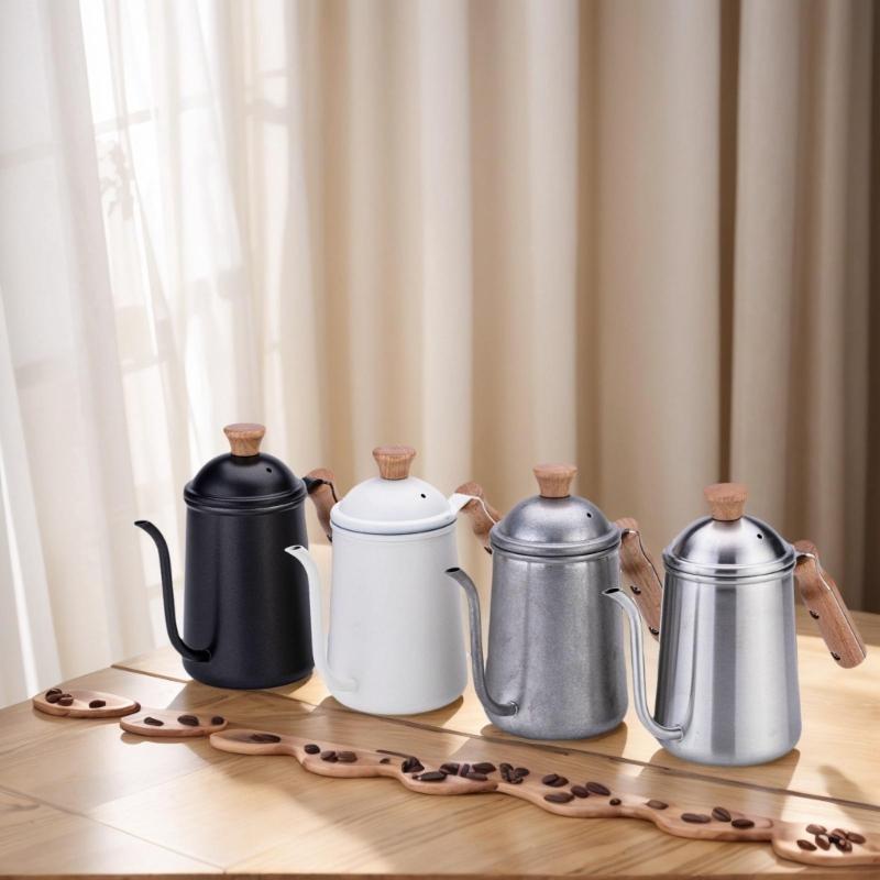 650ml Coffee Hand Brewing Pot Stainless Steels Pours Over Kettle Gooseneck Coffee Pot Kitchen Tool for Home Office