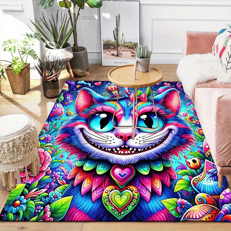 1pc joyful cat Design Indoor Area Rug - Soft, Anti-Slip, and Durable Gaming Room Decor for Bedroom