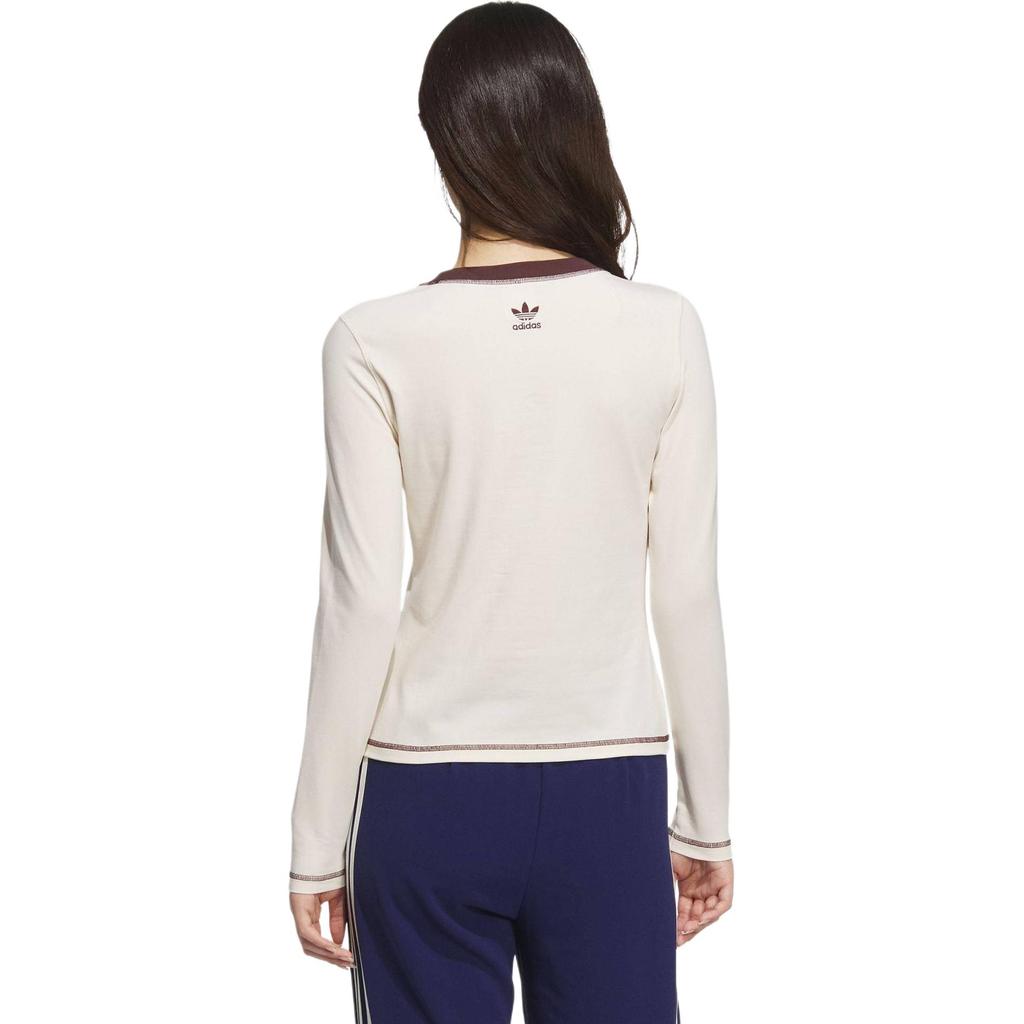 Adidas Originals Street Series LS Tee Slim Fit Long Sleeve T-Shirt Women Tops Wonder-White JL7549