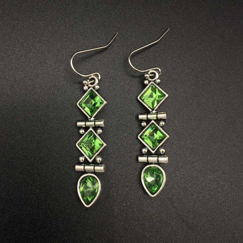 HuiSept Classic 925 Silver Earrings Jewelry Geometric Shape Emerald Gemstone Drop Earrings Ornaments for Women Wedding Wholesale