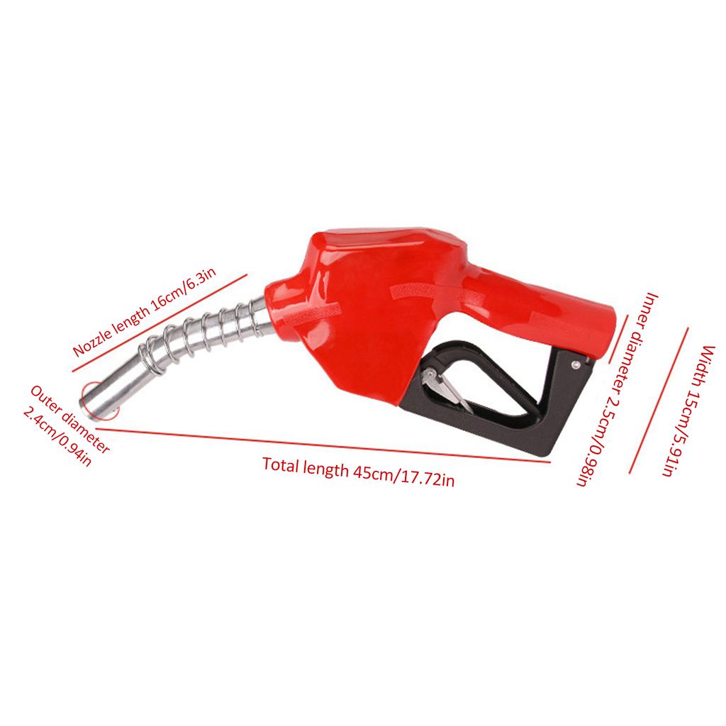 Auto Shut Off Fuel Nozzle, Aluminum Alloy Diesel Fuel Nozzle with 1"" Inlet and 1516"" Outlet, Red
