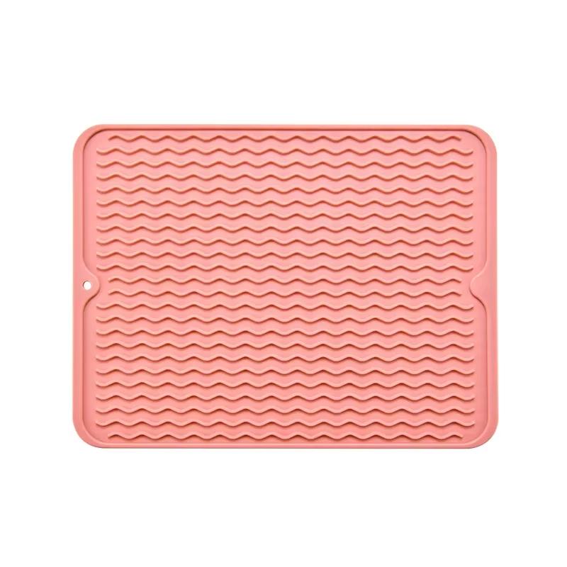 

Nordic Color Dish Drying Mat Heat Insulation Dishes Sink Table Pot Holder Protector Cups Draining Mat Kitchen Mildew Proof Mat рожевий