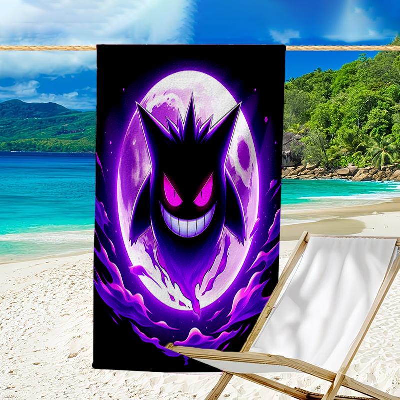 Proof Beach Towel with a Pokémon Gengar Pattern - Soft,absorbent,quick-drying,machine Washable - Perfect for Swimming,camping,bathing