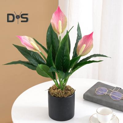 Gražios smulkios tekstūros dirbtinės gėlės rankų darbo plastikinės spathiphyllum