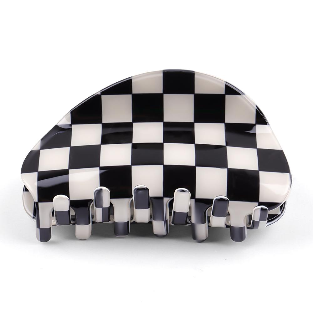 2pcs Checkerboard Grappling Hairpins with Coloured Checkered Hairpins and Black and White Checkered Shark Hairpins