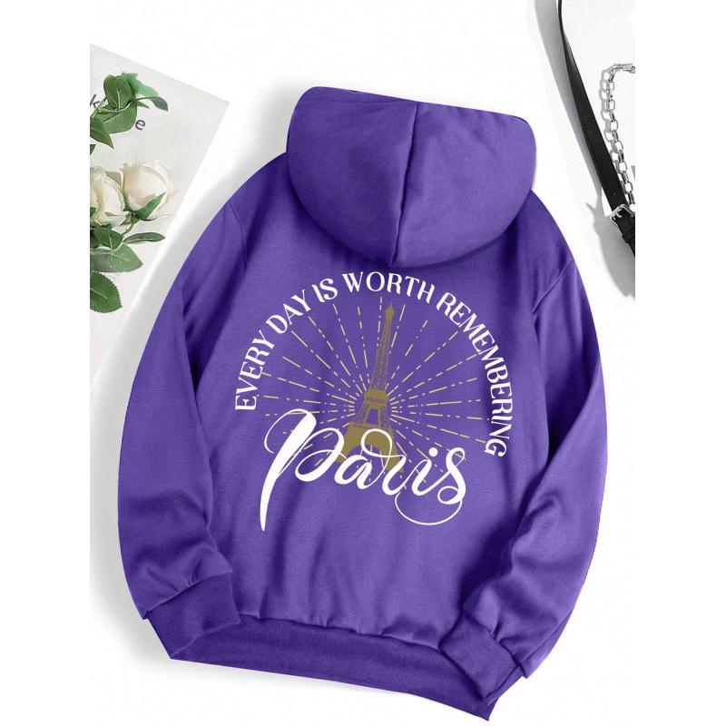 Paris Simple Letter Pattern Print Female Hoodie
