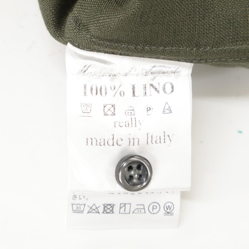 Massimo d'Augusto Khaki MAX6 100% Linen One-Piece Button-Down Shirt Tops M khakiUsed