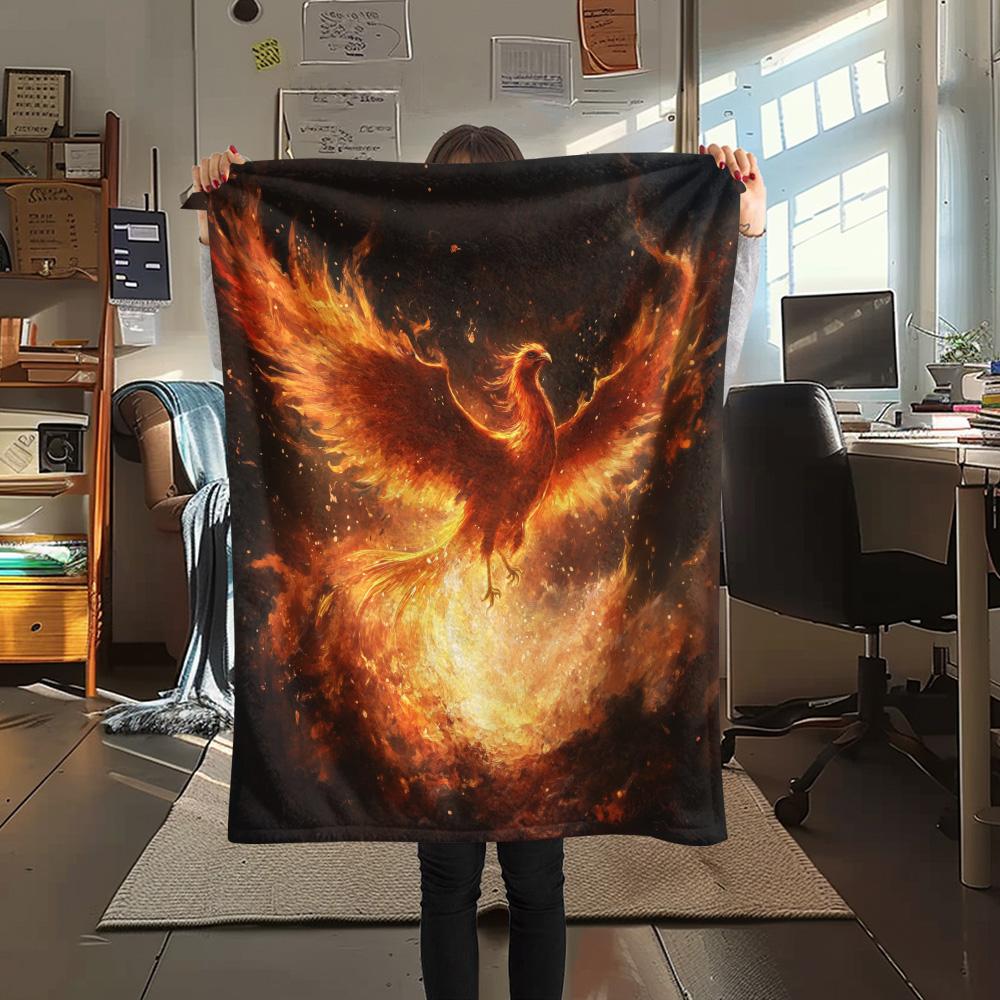 Sparkling Phoenix  Print Flannel Blanket, High quality Comfortable for All Seasons, Home Decor, Warmth and Comfort