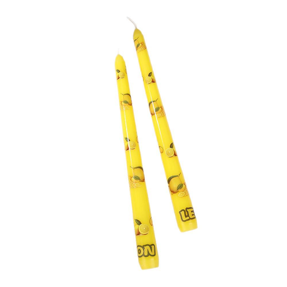 Fruit Print Long Stem Smokeless Taper Candles for Home and Party Decor
